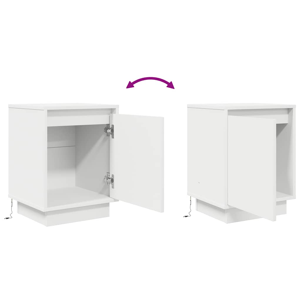 Sängbord med LED-lampor 2 st vit 38x34x50 cm