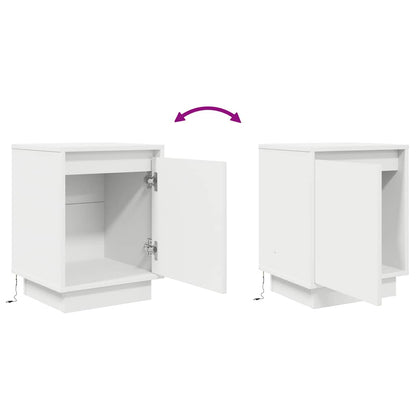 Sängbord med LED-lampor 2 st vit 38x34x50 cm