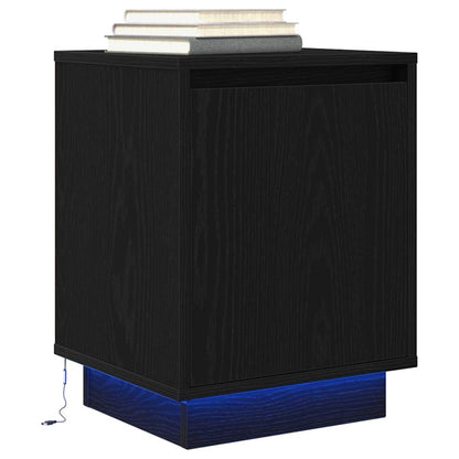 Sängbord med LED-lampor 2 st svart 38x34x50 cm