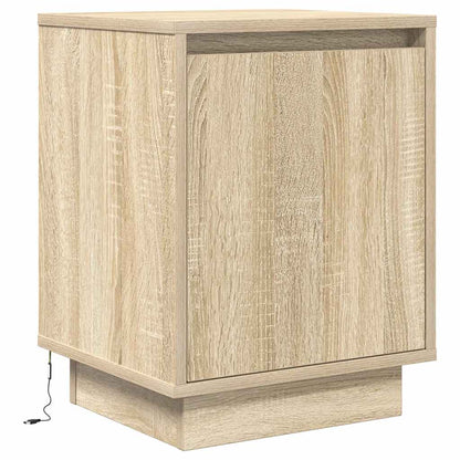 Sängbord med LED-lampor 2 st, Sonoma Ek 38x34x50 cm