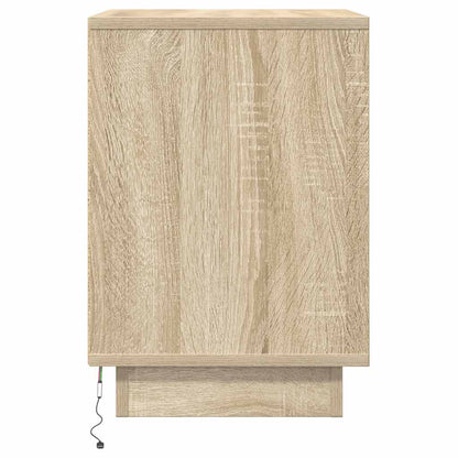 Sängbord med LED-lampor 2 st, Sonoma Ek 38x34x50 cm