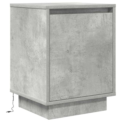 Sängbord med LED-lampor 2 st betonggrå 38x34x50 cm