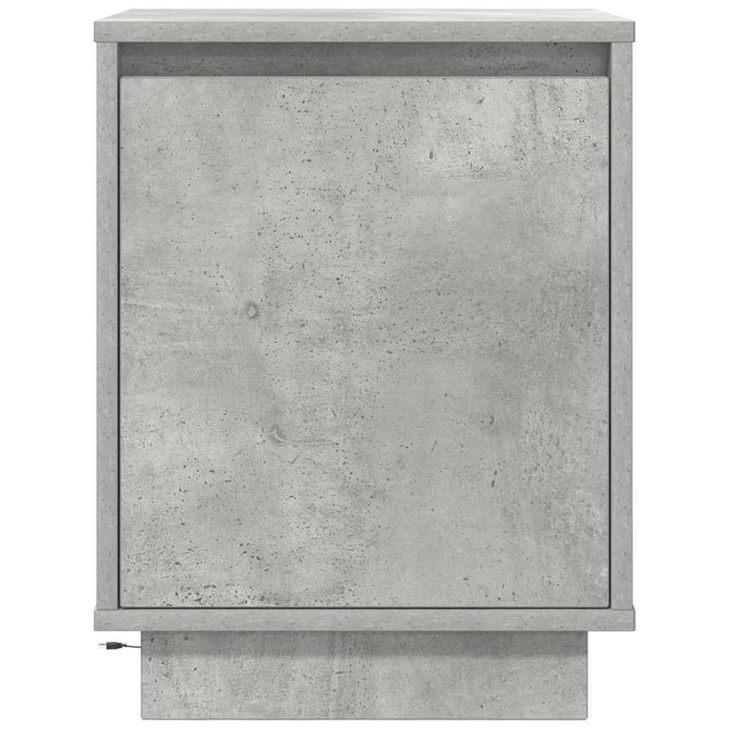 Sängbord med LED-lampor 2 st betonggrå 38x34x50 cm
