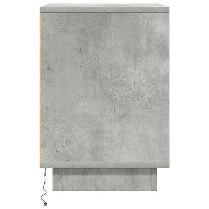 Sängbord med LED-lampor 2 st betonggrå 38x34x50 cm