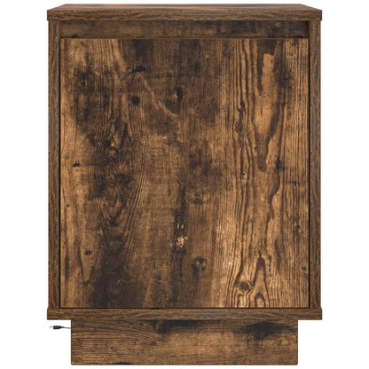 Sängbord med LED-lampor 2 st rökt ek 38x34x50 cm