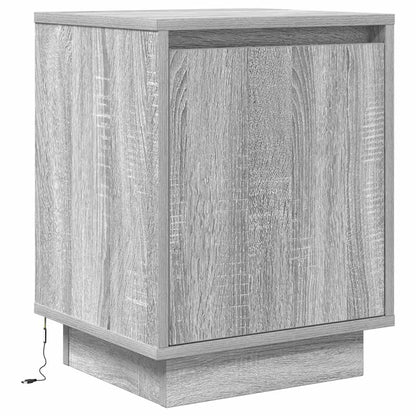 Sängbord med LED-lampor 2 st grå sonoma 38x34x50 cm