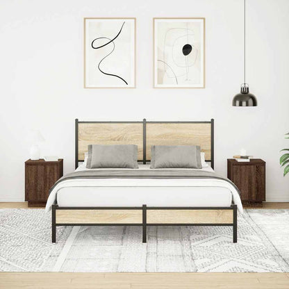 Sängbord med LED-lampor 2 st brun ek 38x34x50 cm