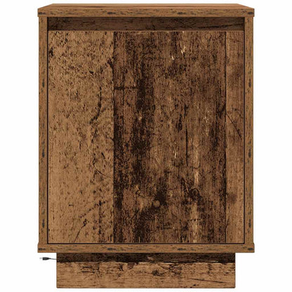 Sängbord med LED-lampor 2 st gammalt trä 38x34x50 cm