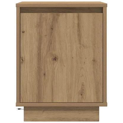 Sängbord med LED-lampor 2 st, hantverksmässig ek 38x34x50 cm