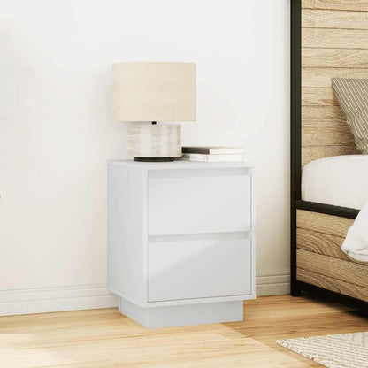 Sängbord med LED-lampor 2 st vit 38x34x50 cm