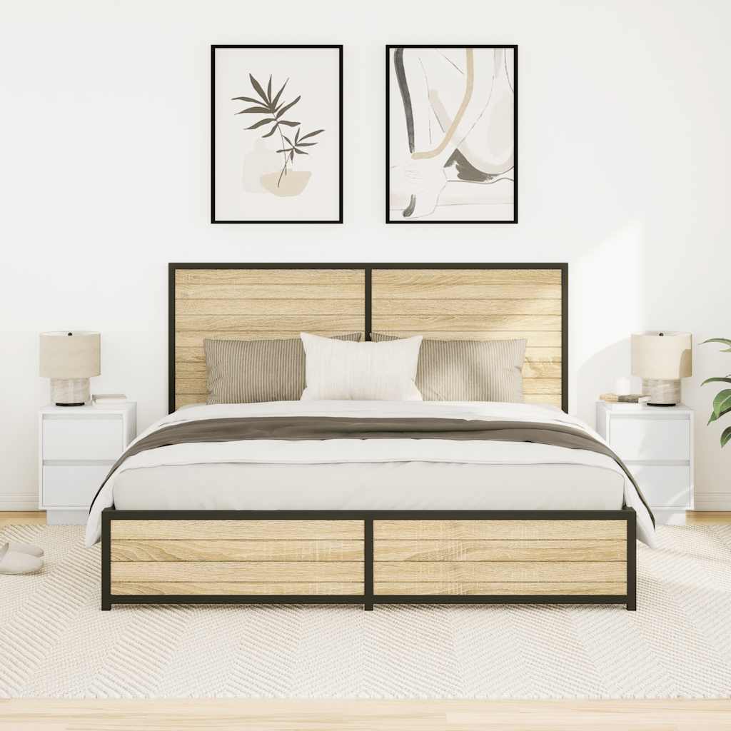 Sängbord med LED-lampor 2 st vit 38x34x50 cm