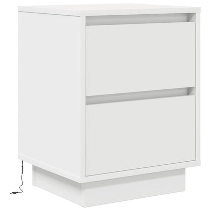 Sängbord med LED-lampor 2 st vit 38x34x50 cm