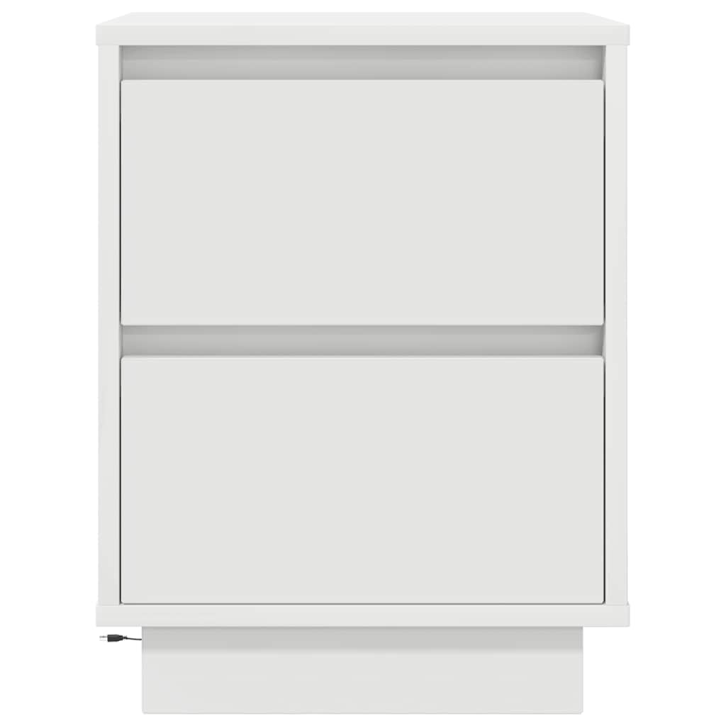 Sängbord med LED-lampor 2 st vit 38x34x50 cm