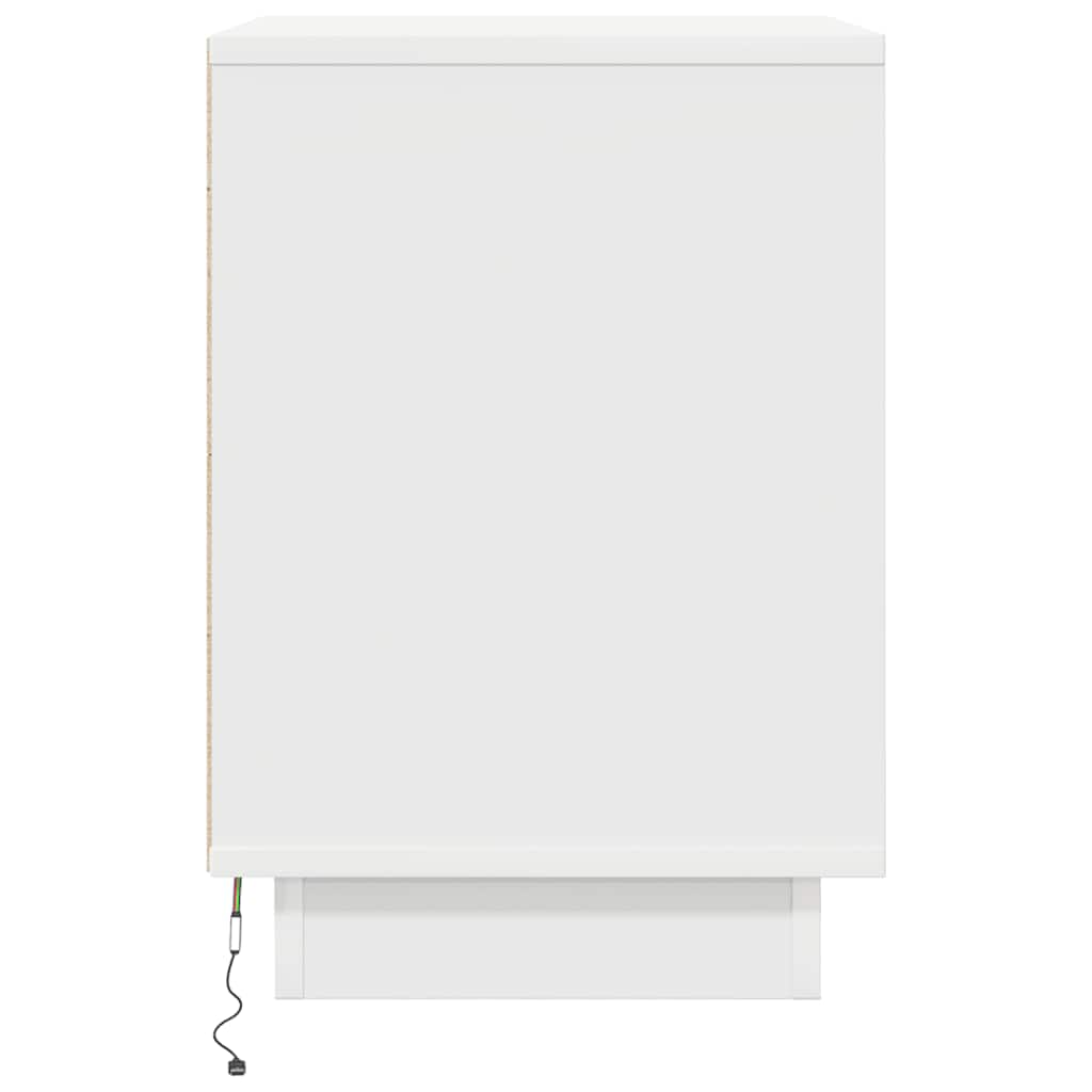 Sängbord med LED-lampor 2 st vit 38x34x50 cm