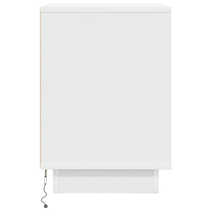 Sängbord med LED-lampor 2 st vit 38x34x50 cm