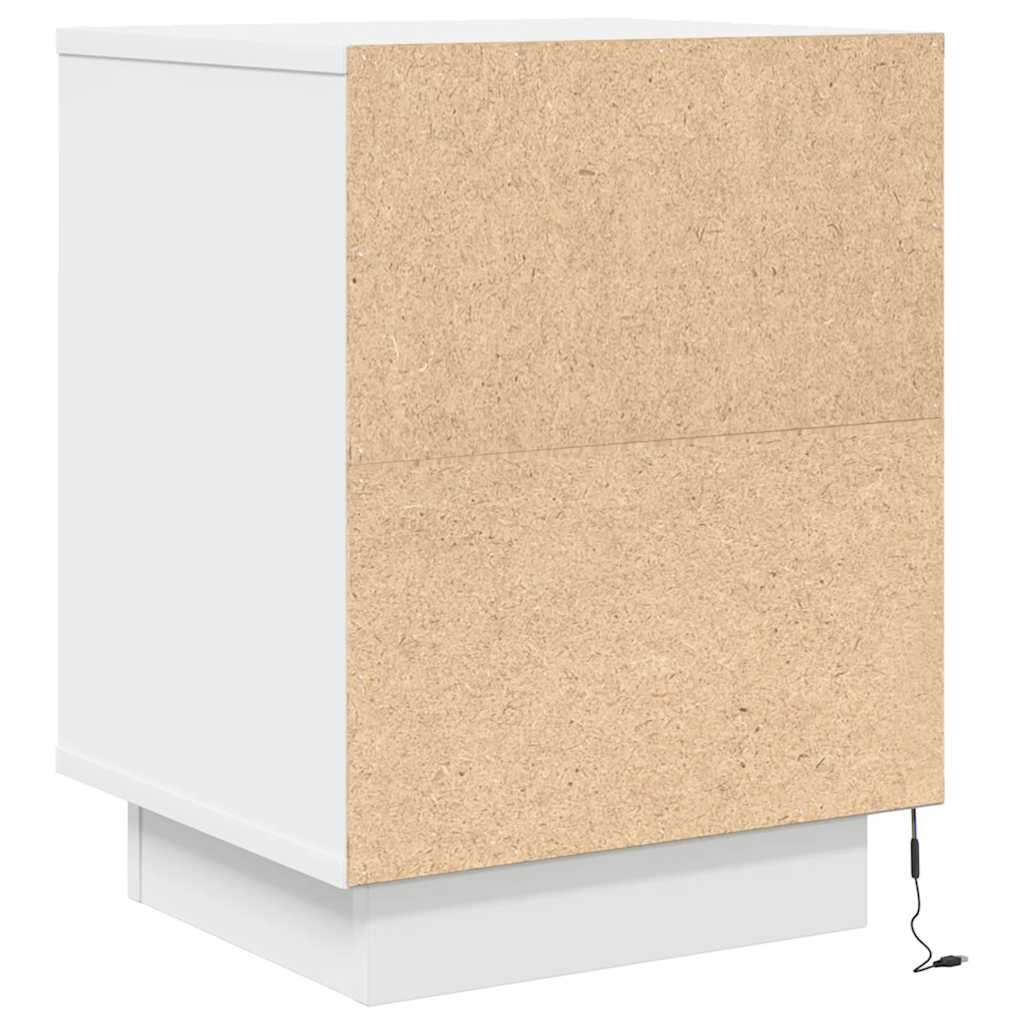 Sängbord med LED-lampor 2 st vit 38x34x50 cm