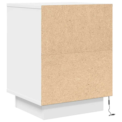 Sängbord med LED-lampor 2 st vit 38x34x50 cm