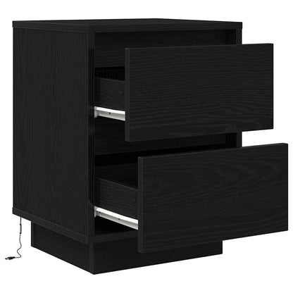 Sängbord med LED-lampor 2 st svart 38x34x50 cm