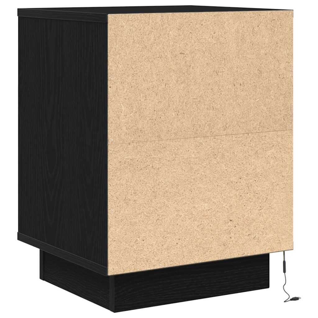 Sängbord med LED-lampor 2 st svart 38x34x50 cm
