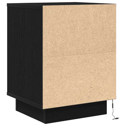 Sängbord med LED-lampor 2 st svart 38x34x50 cm
