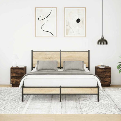 Sängbord med LED-lampor 2 st rökt ek 38x34x50 cm