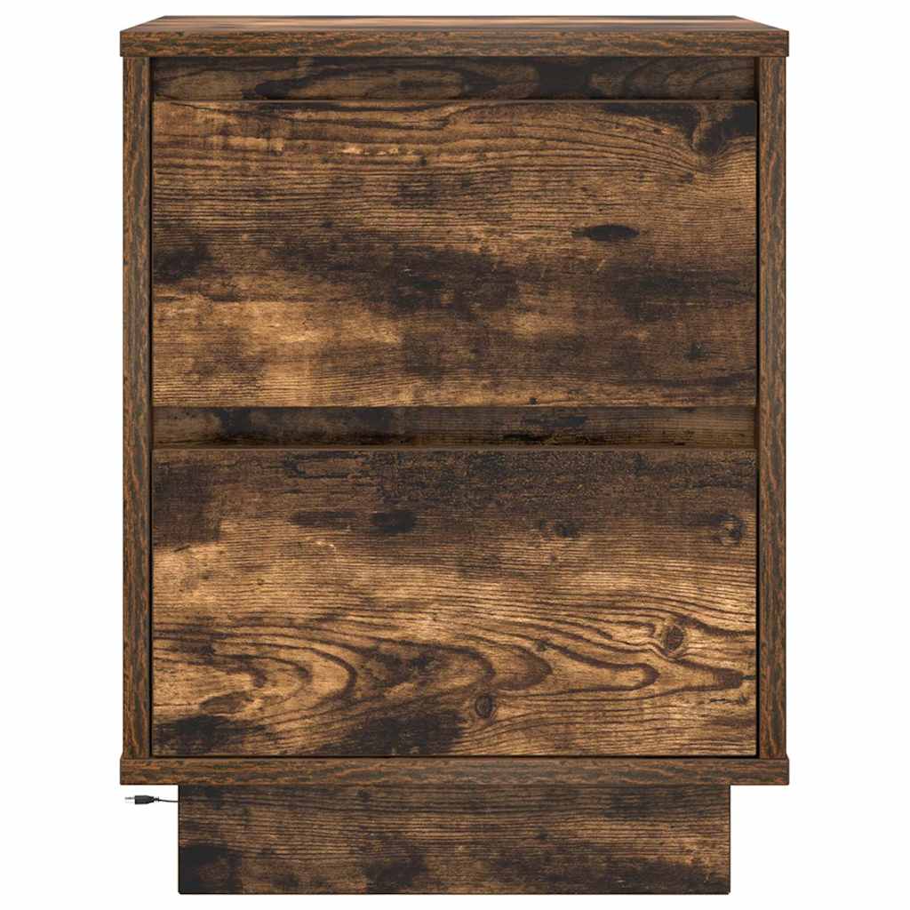 Sängbord med LED-lampor 2 st rökt ek 38x34x50 cm
