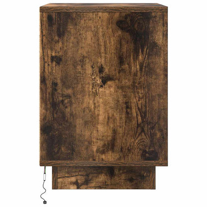 Sängbord med LED-lampor 2 st rökt ek 38x34x50 cm