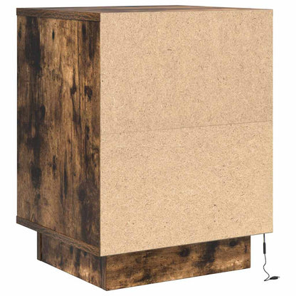 Sängbord med LED-lampor 2 st rökt ek 38x34x50 cm