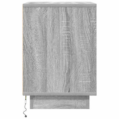 Sängbord med LED-lampor 2 st grå sonoma 38x34x50 cm