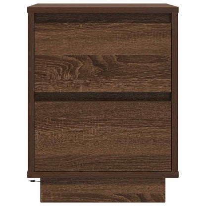 Sängbord med LED-lampor 2 st brun ek 38x34x50 cm