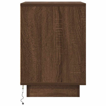 Sängbord med LED-lampor 2 st brun ek 38x34x50 cm