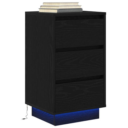 Sängbord Nattduksbord Svart med LED-lampor 38x34x65 cm