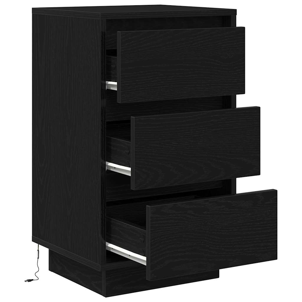 Sängbord Nattduksbord Svart med LED-lampor 38x34x65 cm