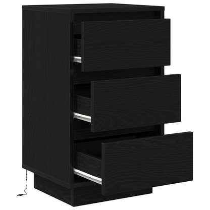 Sängbord Nattduksbord Svart med LED-lampor 38x34x65 cm