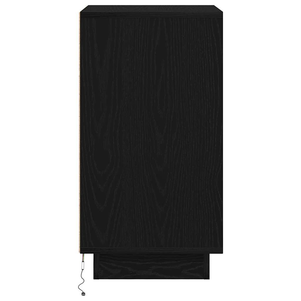 Sängbord Nattduksbord Svart med LED-lampor 38x34x65 cm