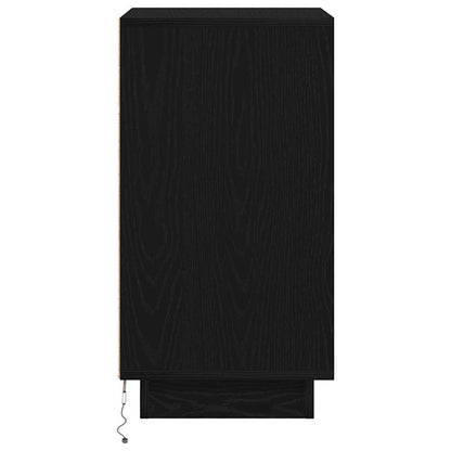 Sängbord Nattduksbord Svart med LED-lampor 38x34x65 cm