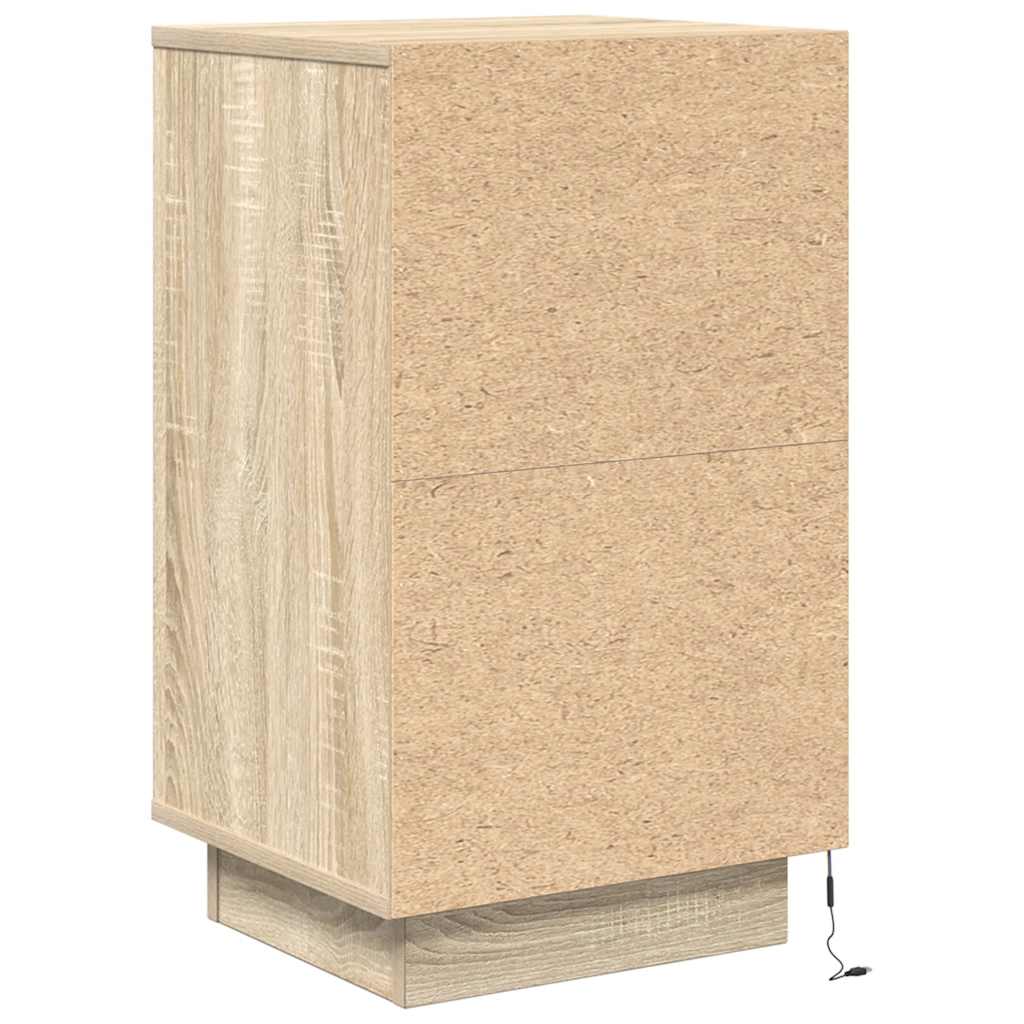 Sängbord Nattduksbord Sonoma Ek med LED 38x34x65 cm