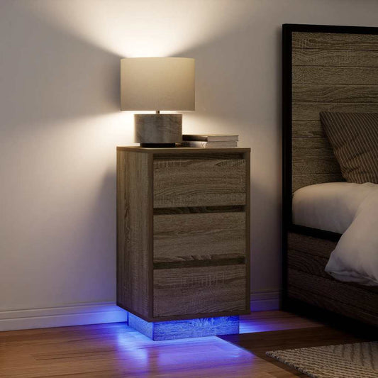 Sängbord Nattduksbord Sonoma Ek med LED 38x34x65 cm
