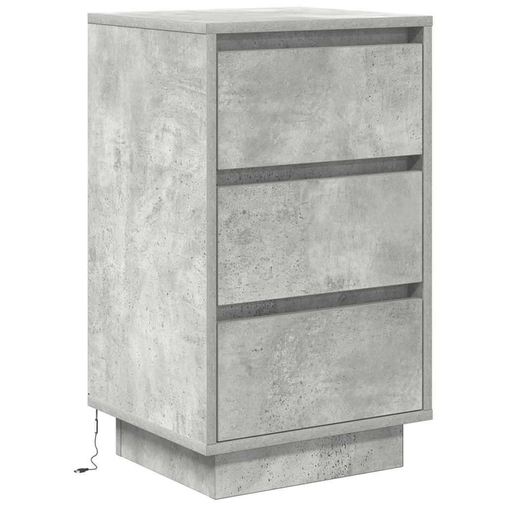 Sängbord Nattduksbord Betonggrå med LED-lampor 38x34x65 cm