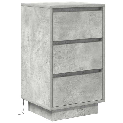 Sängbord Nattduksbord Betonggrå med LED-lampor 38x34x65 cm