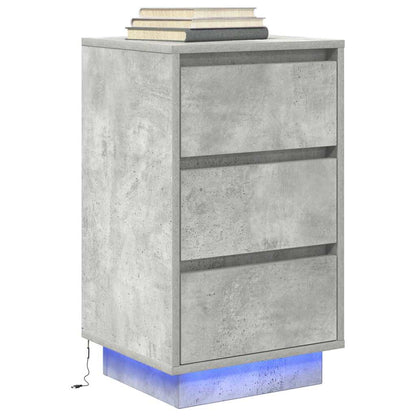 Sängbord Nattduksbord Betonggrå med LED-lampor 38x34x65 cm