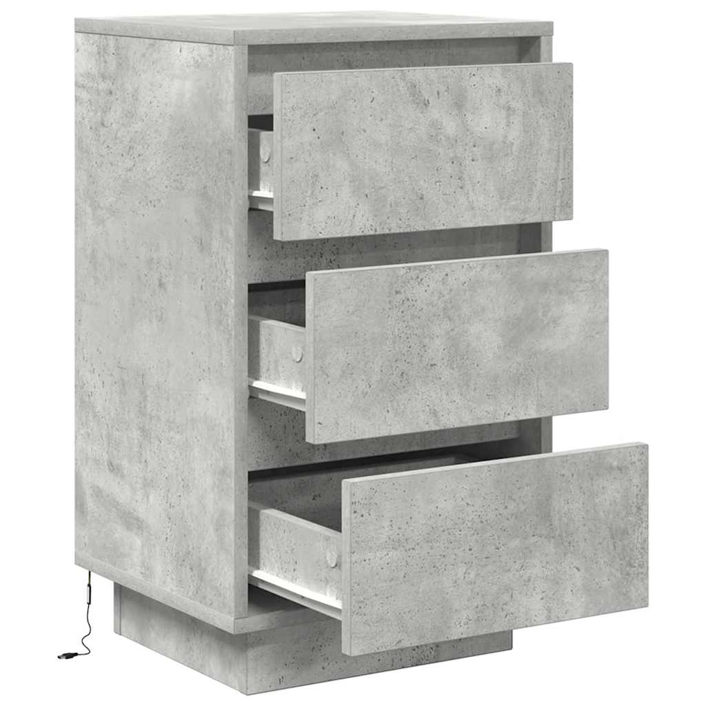 Sängbord Nattduksbord Betonggrå med LED-lampor 38x34x65 cm