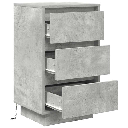 Sängbord Nattduksbord Betonggrå med LED-lampor 38x34x65 cm