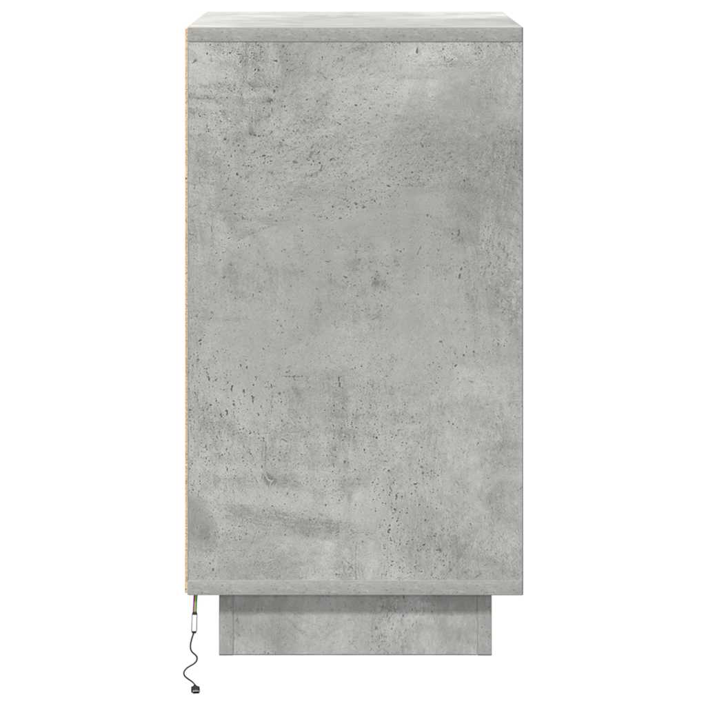 Sängbord Nattduksbord Betonggrå med LED-lampor 38x34x65 cm