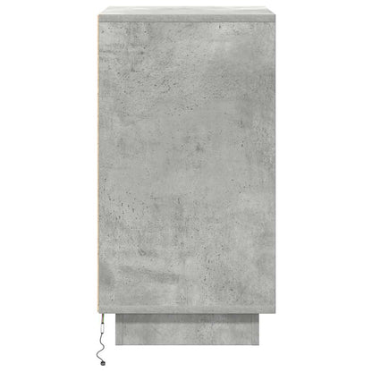Sängbord Nattduksbord Betonggrå med LED-lampor 38x34x65 cm
