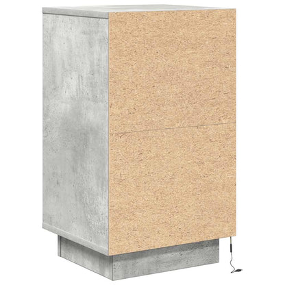 Sängbord Nattduksbord Betonggrå med LED-lampor 38x34x65 cm