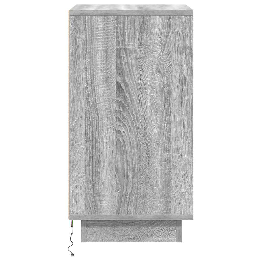 Sängbord Nattduksbord Sonoma Grå med LED-lampor 38x34x65 cm