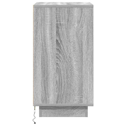 Sängbord Nattduksbord Sonoma Grå med LED-lampor 38x34x65 cm