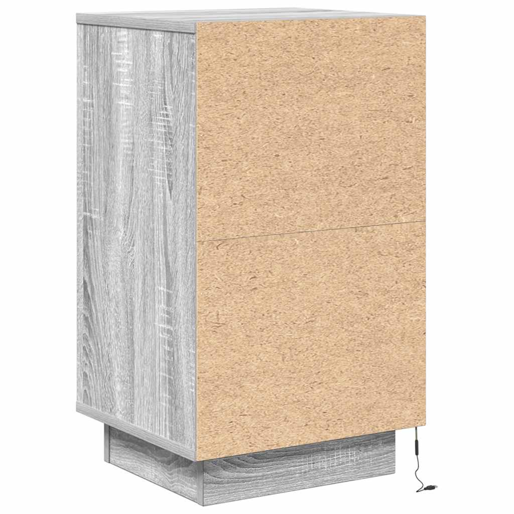 Sängbord Nattduksbord Sonoma Grå med LED-lampor 38x34x65 cm