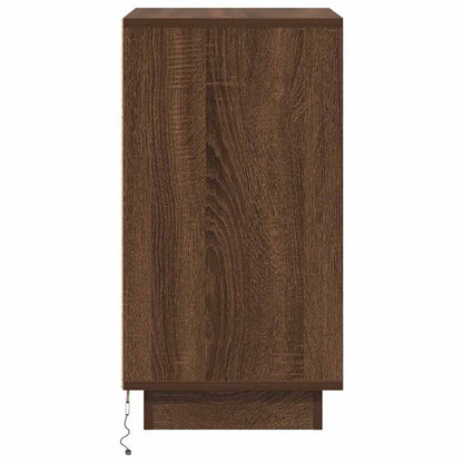 Sängbord Nattduksbord Brun Ek med LED-lampor 38x34x65 cm